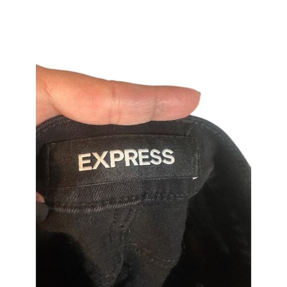 Express Black Ripped Stretch High Rise Leggings Skinny Jeans Women Sz 6 - Picture 10 of 12